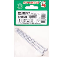 Универсальные саморезы пкр. Стройбат 5,0x90 белый цинк 3 шт 058371