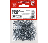 Строительные гвозди Стройбат 2,0x20 белый цинк 0,1 кг 063901