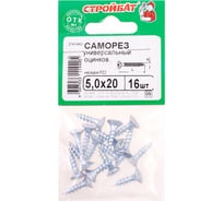Универсальные саморезы Стройбат 5,0x 20 белый цинк 16 шт 036681