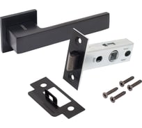 Комплект ручка и защелка Аллюр АРТ "РИНГО" BL+L45-8 BL (83150/S45) матовый черный 15723