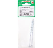 Универсальные саморезы Стройбат 6,0x100 белый цинк 2 шт 036711