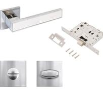 Комплект ручка и защелка с фиксацией Аллюр АРТ "ЛАНА" CP/W +L7050S CP+BK-S2 CP (86211/S7050) хром/белый 15714