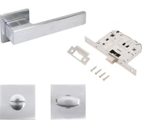 Комплект ручка и защелка с фиксацией Аллюр АРТ "РИНГО" SC+L7050S SC+BK-S2 SC (8390/S7050) матовый хром 15726