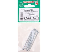 Универсальные саморезы пкр. Стройбат 4,0x60 белый цинк 6 шт 064351