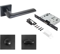 Комплект ручка и защелка с фиксацией Аллюр АРТ "ТИНА" BL+L7050S BL+BK-S2 BL (88150/S7050) матовый черный 15718