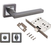 Комплект ручка и защелка с фиксацией Аллюр АРТ "ВЕНСАН" MBN+L7050S MBN+BK-S1 MBN (2640/S7050) графит 14666