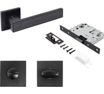 Комплект ручка и защелка с фиксацией Аллюр АРТ "ЛАНА" BL/BL +L7050S BL+BK-S2 BL(86150/S7050) матовый черный 15710