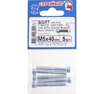 Болт с внутренним шестигранником Стройбат DIN 912 М 5x40 белый цинк 5 шт 248771