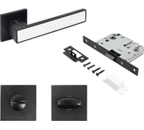 Комплект ручка и защелка с фиксацией Аллюр АРТ "ЛАНА" BL/W+L7050S BL+BK-S2 BL(861511/S7050) матовый черный/белый 15712