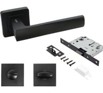 Комплект ручка и защелка с фиксацией Аллюр АРТ "КОЛОМБО" BL+L7050S BL+BK-S1 BL (23150/S7050) матовый черный 15203