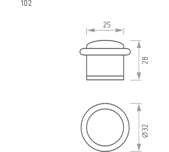 Дверной ограничитель НОРА-М 102 мат. зол. 7232
