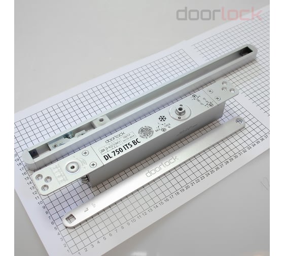 Доводчик врезной Doorlock DL750ITS BC EN3-6 серебристый, с регулируемым усилием закрывания, регулируемый тормоз открывания, с фиксацией 75588