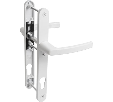 Комплект ручек БУЛАТ РФ 92.25.02.9016 УРАЛ белая с пружин. м/о 92, "под пальчики" для узкопроф. 15992