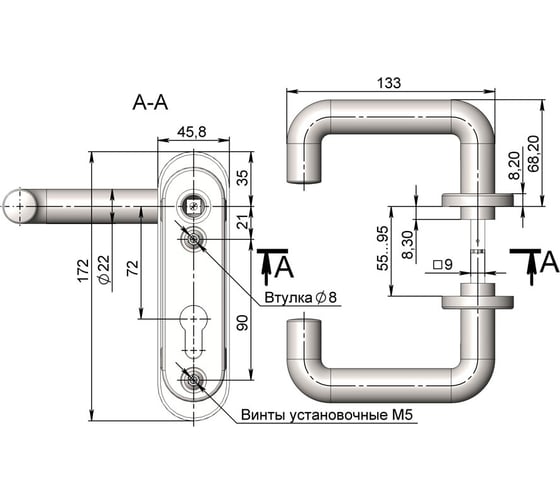 Ручка на планке CRIT Р72-1919-Чш 04937
