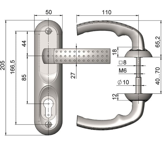 Ручка на планке CRIT Р85-9090У-Хп/Хш с поднятием вверх 03118