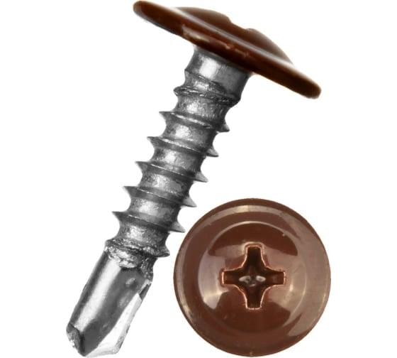 Саморез Квадра пресс-шайба, со сверлом, RAL 8017, 4.2x16 мм, кор. 1000 шт. 801716201001 1