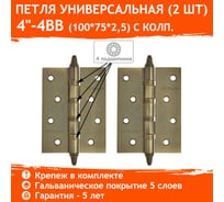 Универсальная петля НОРА-М 4"-4ВВ СНР AB брон.покр.100х75х2,5 №2 10071