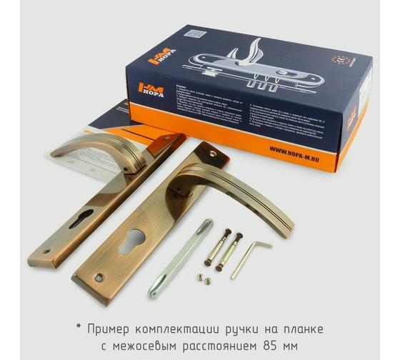 Дверная ручка на планке НОРА-М N106-85 мм золото 16185