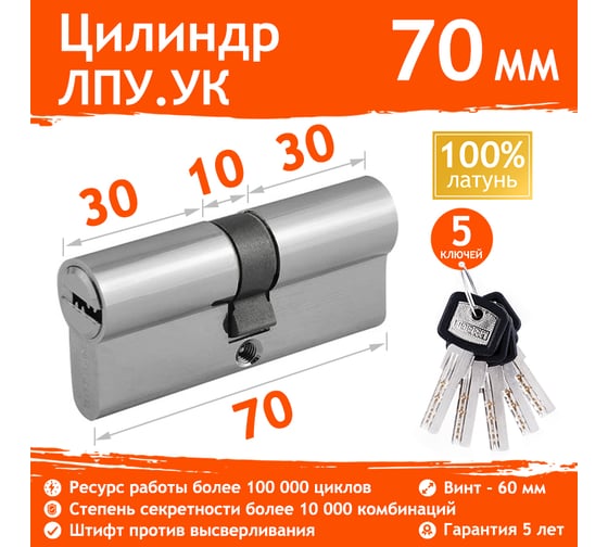 Цилиндровый механизм НОРА-М ЛПУ.УК-70 35-35 хром Х 14861