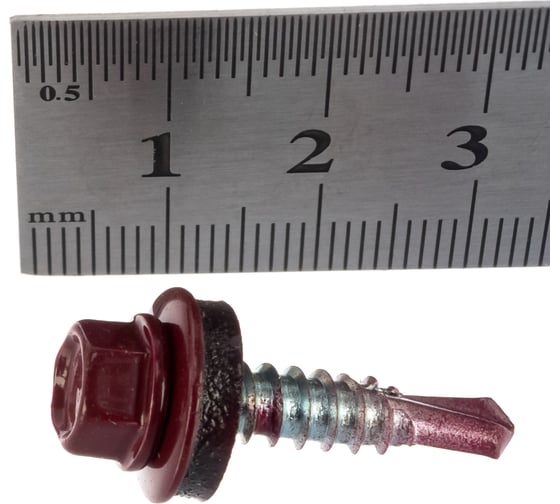Кровельный саморез Госкреп 5.5х25 мм, RAL 3005, красное вино, 60 шт., пластиковый контейнер, 280 мл 2-0018320