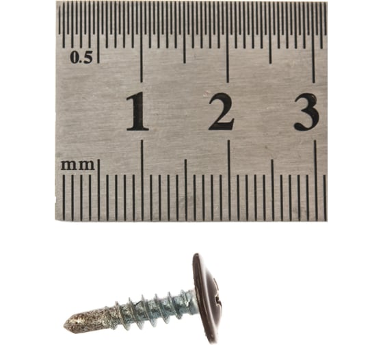 Саморезы с пресс-шайбой Госкреп сверло, 4.2х16 мм, коричневые, RAL8017, 35 шт. 1-0017440
