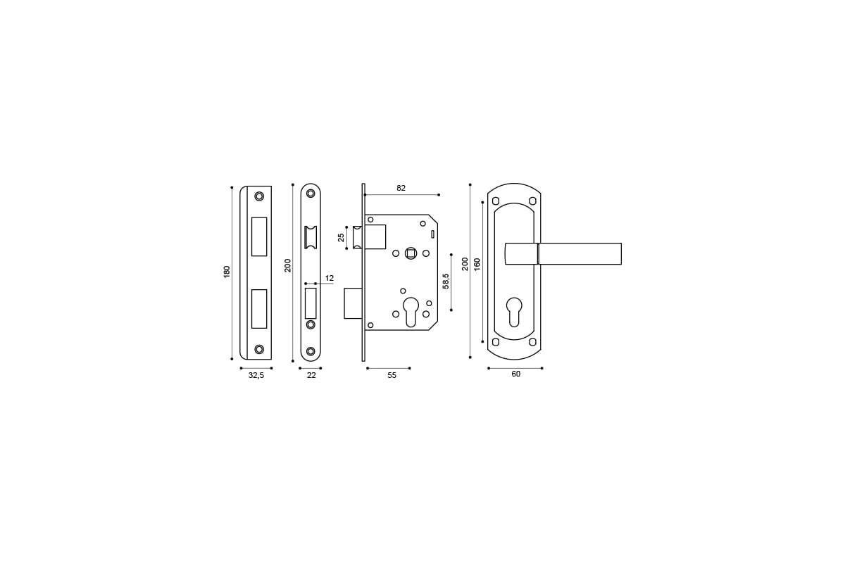 Врезной цилиндровый замок punto kit p16 4070 crona sn матовый никель 41713