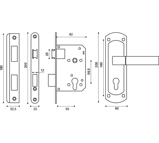 Врезной цилиндровый замок PUNTO KIT P25 5558 ORION SN/CP W/B 41717