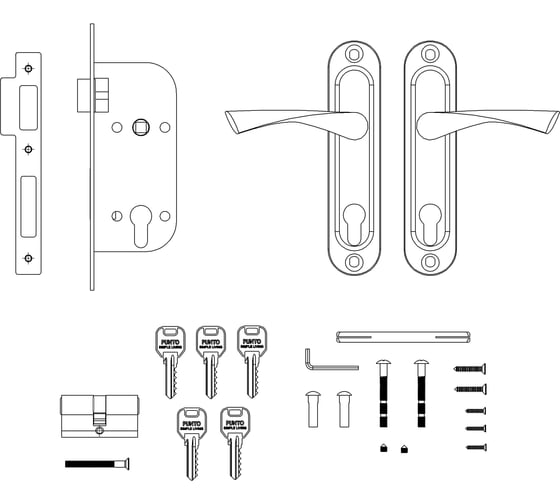 Врезной цилиндровый замок PUNTO KIT P16 4070 CRONA AB бронза 41711