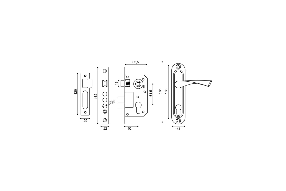 Врезной цилиндровый замок punto kit p16 4070 crona sn матовый никель 41713