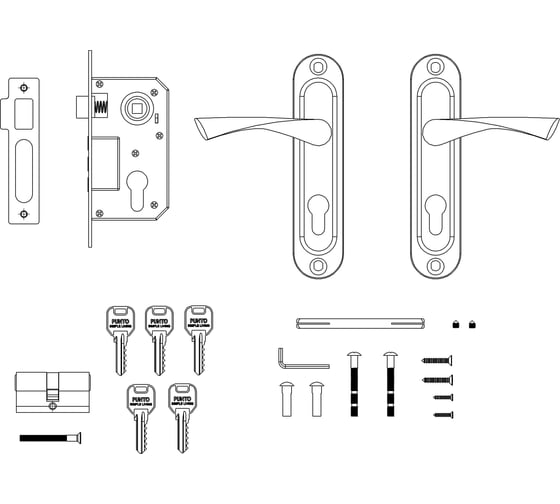 Врезной цилиндровый замок PUNTO KIT P15 4061/3 CRONA SN матовый никель 41721