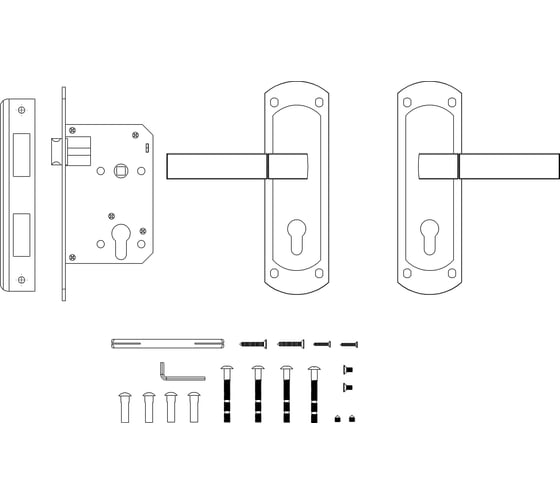 Врезной цилиндровый замок PUNTO KIT P90 4585/3 ORION SN/CP матовый никель/хром 41715