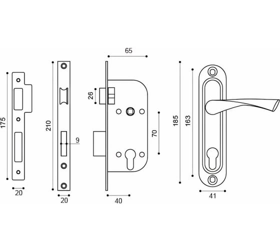 Врезной цилиндровый замок PUNTO KIT P16 4070 CRONA SN матовый никель 41713