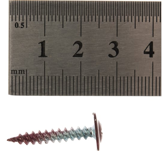 Саморезы с потайной шайбой Госкреп 4.2х25 мм, красные, RAL3005, 20 шт. 1-0017410
