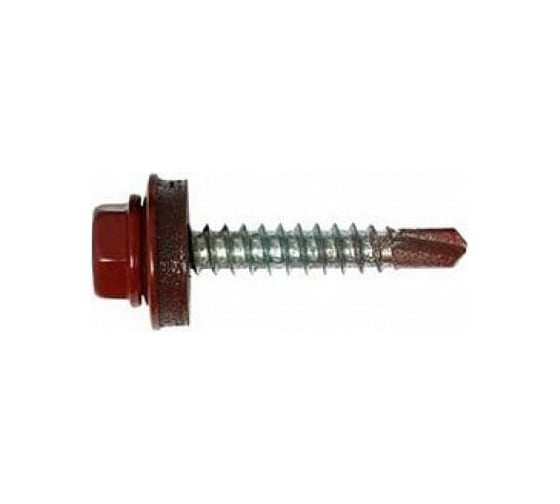 Саморез кровельный МЕТАЛЛСЕРВИС 4,8x70 RAL 3011 коричнево-красный, по дереву, 30 шт., коробка с окном МС 1271088