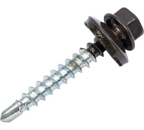 Саморез кровельный МЕТАЛЛСЕРВИС 4,8x70 RAL 8019 серо-коричневый, по дереву, 30 шт., коробка с окном МС 1271085