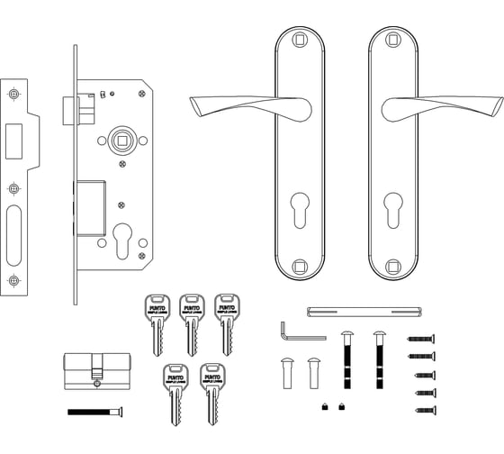 Врезной цилиндровый замок PUNTO KIT P90 4585/3 CRONA AB бронза 41723