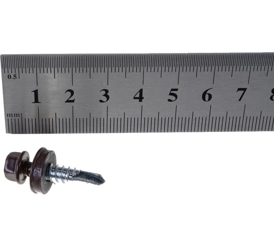 Кровельный саморез Госкреп 5.5х25 мм, RAL 8017, коричневый шоколад, 250 шт., большой пластиковый контейнер, 1000 мл 2-0017220