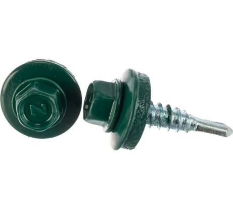 Кровельный саморез Госкреп 5.5х25 мм, RAL 6005, зеленый мох, 60 шт., пластиковый контейнер, 280 мл 2-0018360