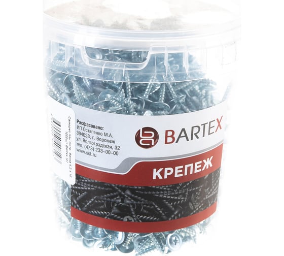 Саморез с плоской шайбой BARTEX 4.2х16 банка, 1000шт 178238 1