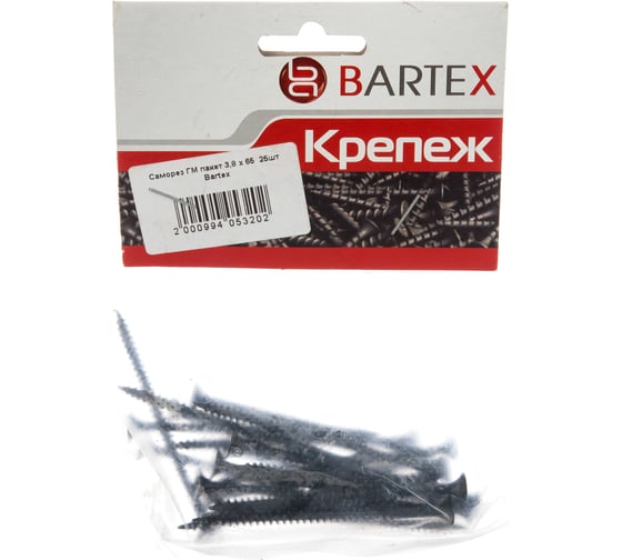 Саморез BARTEX ГМ 3.8х65 пакет, 25шт 197550