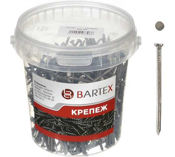 Гвозди BARTEX 3.0x70 банка, 1кг 211142 1