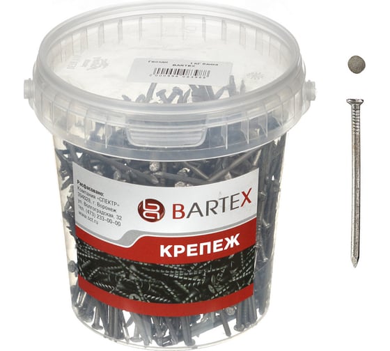 Гвозди BARTEX 2.0x40 банка, 0.3кг 211139