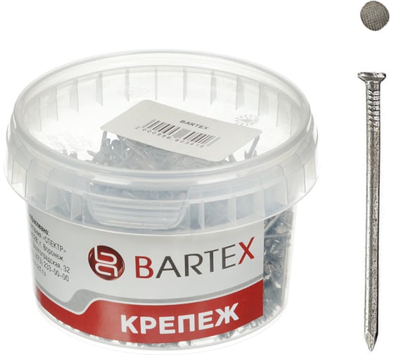 Гвозди BARTEX 2.0x40 банка, 0.3кг 220691