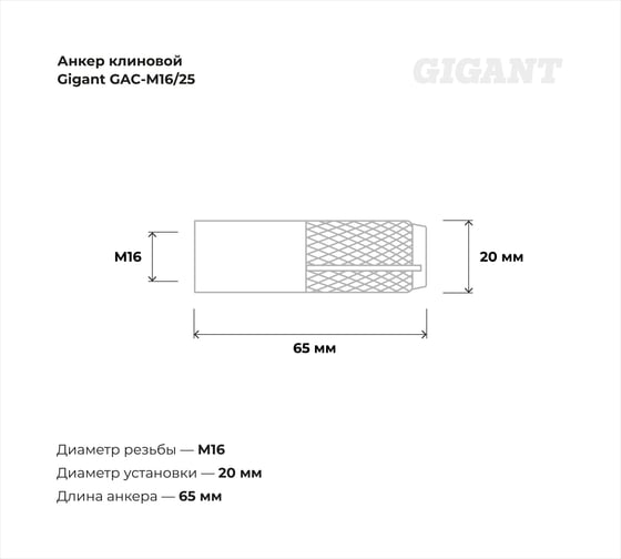 Забивной анкер Gigant М16 25 шт GAC-M16/25