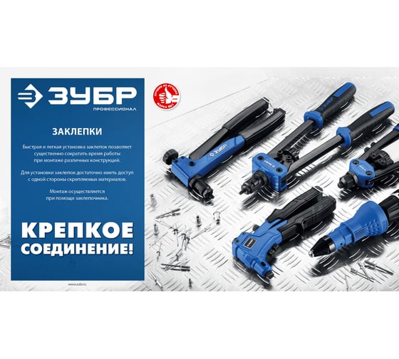 Заклепки стальные Профессионал (250 шт; 6.4х10 мм) Зубр 31312-64-10
