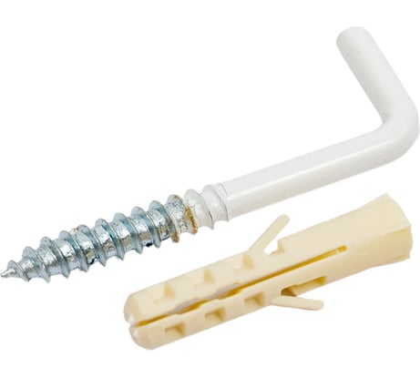 Крюк-шуруп ЕВРОПАРТНЕР L-обр. белый d5хL50 мм 1шт. 13 6304 1