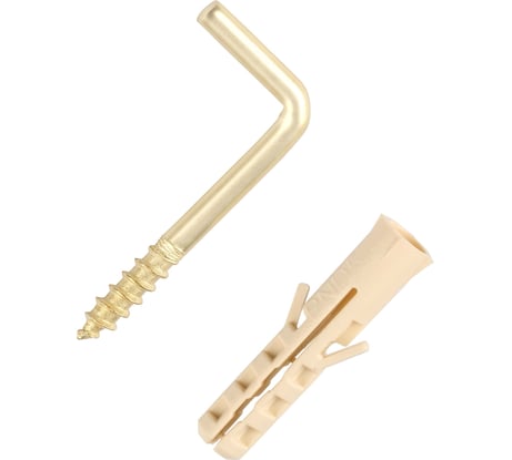 Крюк-шуруп ЕВРОПАРТНЕР L-обр. латунир. d3,3хL30 мм 4шт. 13 7641 1