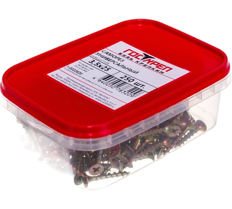 Универсальный саморез Госкреп дерево/ДСП/OSB, 3.5х25 мм, 250 шт. 1-0022620