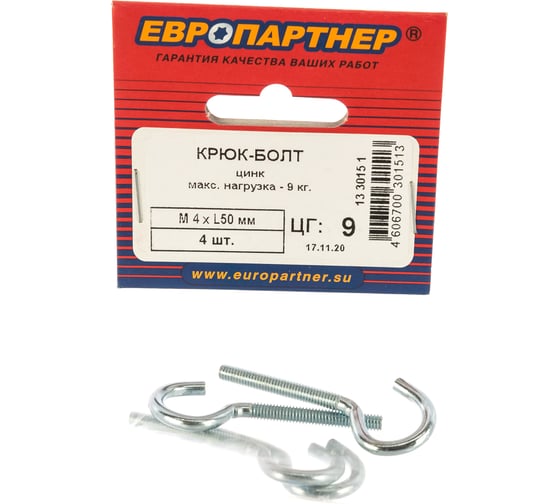Крюк-болт ЕВРОПАРТНЕР Zn М4хL50 мм 4 шт. 13 3015 1