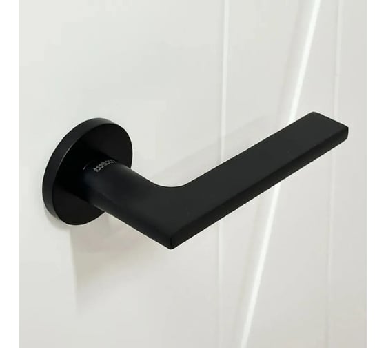 Ручка дверная Rucetti RAP 31 SLIM-R BL, на круглой розетке 6 мм, цвет - черный 9014616 1